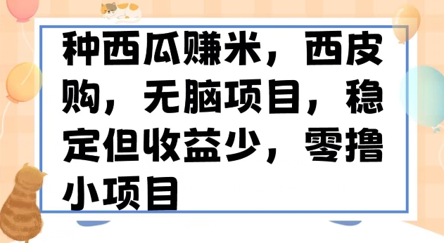 种西瓜赚米，西皮购稳定长久零撸小项目|云雀资源分享