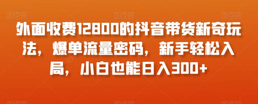 外面收费12800的抖音带货新奇玩法，爆单流量密码，新手轻松入局，小白也能日入300+【揭秘】|云雀资源分享