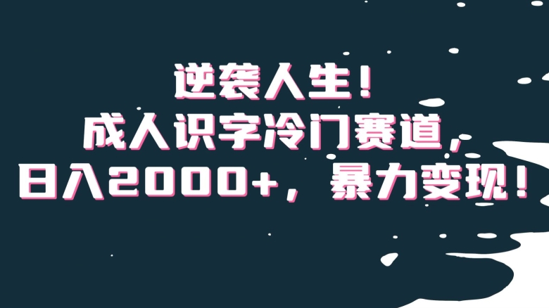 逆袭人生！成人识字冷门赛道，日入2000+，暴力变现！【揭秘】|云雀资源分享