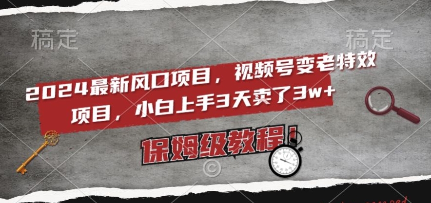 2024最新风口项目，视频号变老特效项目，电脑小白上手3天卖了3w+，保姆级教程【揭秘】|云雀资源分享