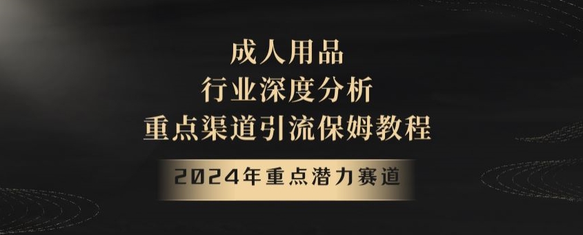 2024年重点潜力赛道，成人用品行业深度分析，重点渠道引流保姆教程【揭秘】|云雀资源分享