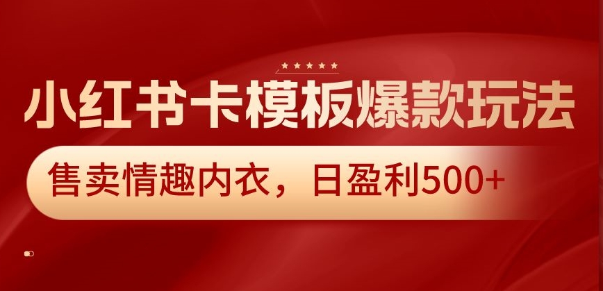 小红书卡模板爆款玩法，售卖情趣内衣，日盈利500+【揭秘】|云雀资源分享