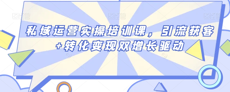 私域运营实操培训课，引流获客+转化变现双增长驱动|云雀资源分享