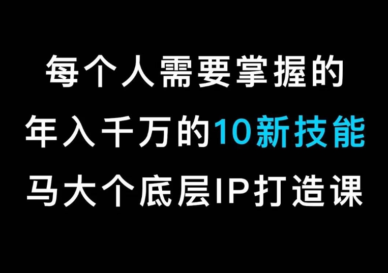 马大个的IP底层逻辑课，​每个人需要掌握的年入千万的10新技能，约会底层IP打造方法！|云雀资源分享