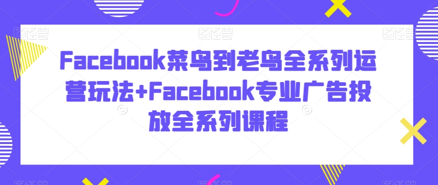 Facebook菜鸟到老鸟全系列运营玩法+Facebook专业广告投放全系列课程|云雀资源分享