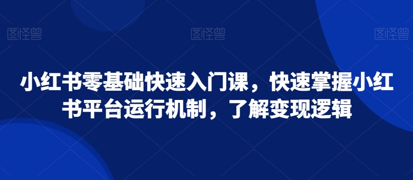 小红书零基础快速入门课，快速掌握小红书平台运行机制，了解变现逻辑|云雀资源分享