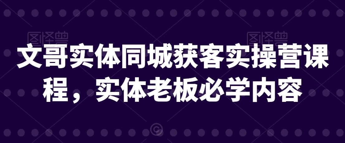 文哥实体同城获客实操营课程，实体老板必学内容|云雀资源分享