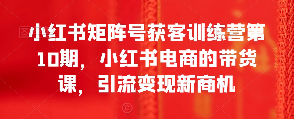 小红书矩阵号获客训练营第10期，小红书电商的带货课，引流变现新商机|云雀资源分享