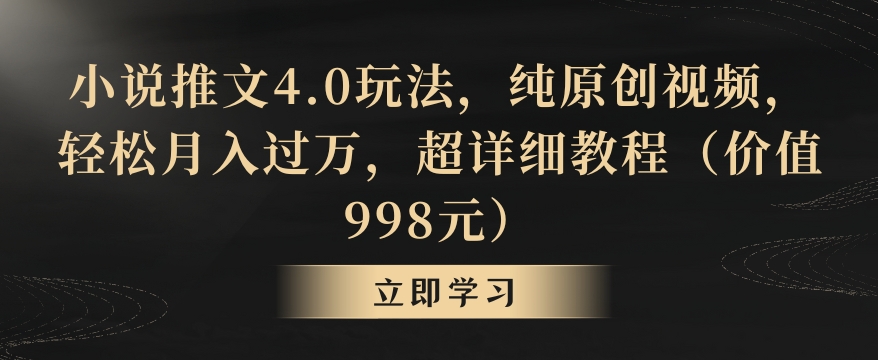 小说推文4.0玩法，纯原创视频，轻松月入过万，超详细教程（价值998元）【揭秘】|云雀资源分享