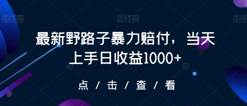 最新野路子暴力赔付，当天上手日收益1000+【仅揭秘】|云雀资源分享