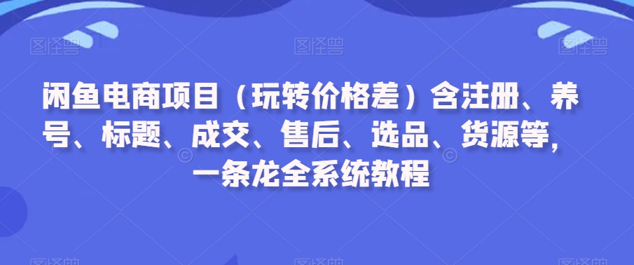 闲鱼电商项目（玩转价格差）含注册、养号、标题、成交、售后、选品、货源等，一条龙全系统教程|云雀资源分享