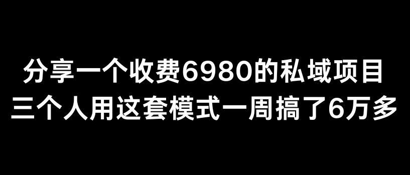 分享一个外面卖6980的私域项目三个人用这套模式一周搞了6万多【揭秘】|云雀资源分享