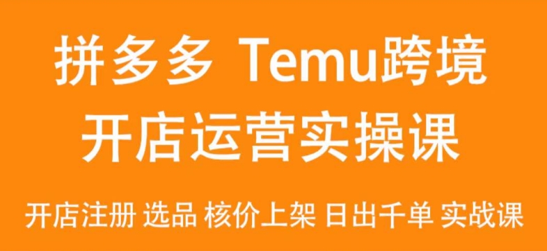 2024Temu最新玩法，Temu跨境开店运营实操课，开店注册/选品/核价上架/日出千单实战课|云雀资源分享