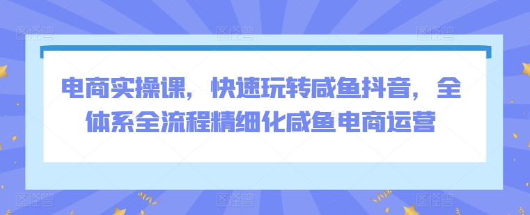 电商实操课，快速玩转咸鱼抖音，全体系全流程精细化咸鱼电商运营|云雀资源分享