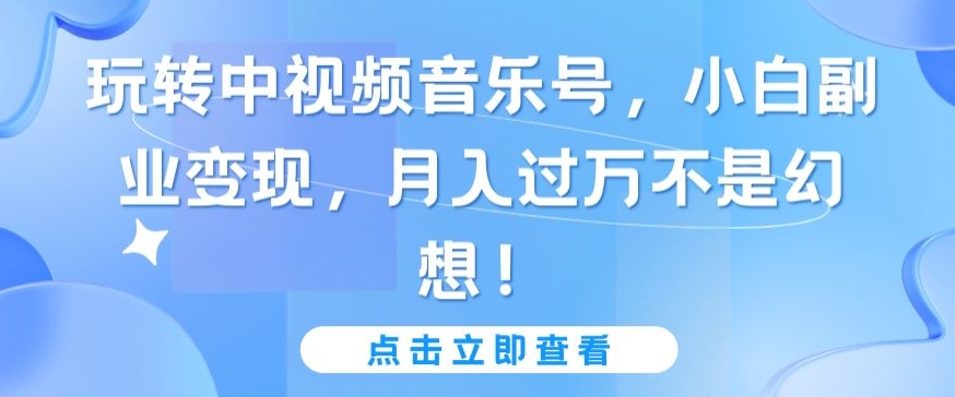 玩转中视频音乐号，小白副业变现，月入过万不是幻想【揭秘】|云雀资源分享