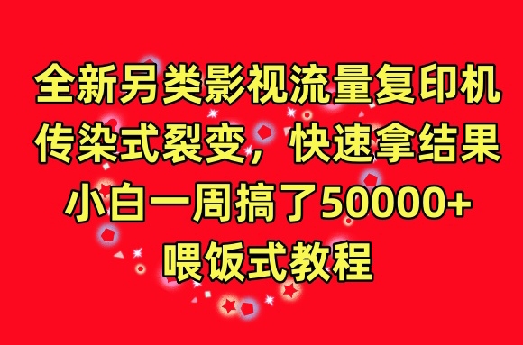 全新另类影视流量复印机，传染式裂变，快速拿结果，小白一周搞了50000+，喂饭式教程【揭秘】|云雀资源分享