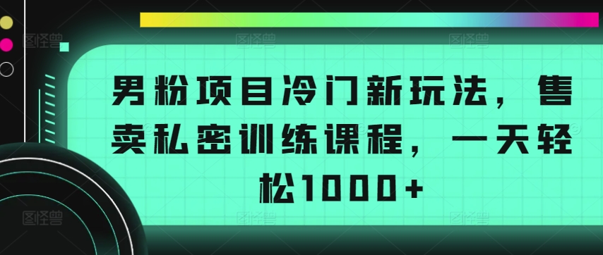 男粉项目冷门新玩法，售卖私密训练课程，一天轻松1000+【揭秘】|云雀资源分享