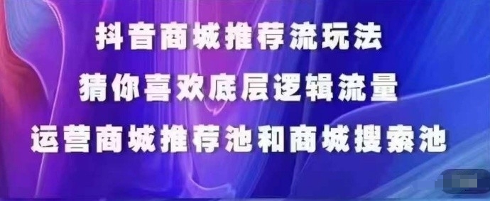 抖音商城运营课程，猜你喜欢入池商城搜索商城推荐人群标签覆盖|云雀资源分享