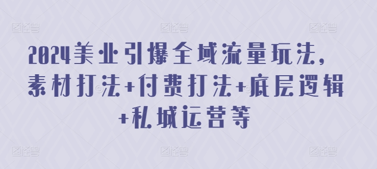 2024美业引爆全域流量玩法，素材打法 付费打法 底层逻辑 私城运营等|云雀资源分享