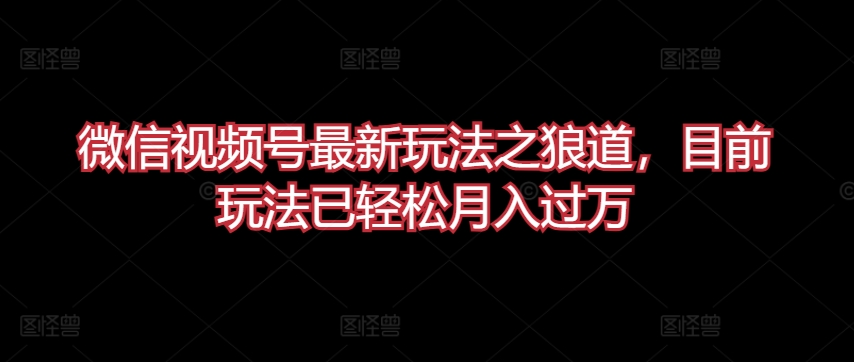 微信视频号最新玩法之狼道，目前玩法已轻松月入过万【揭秘】|云雀资源分享