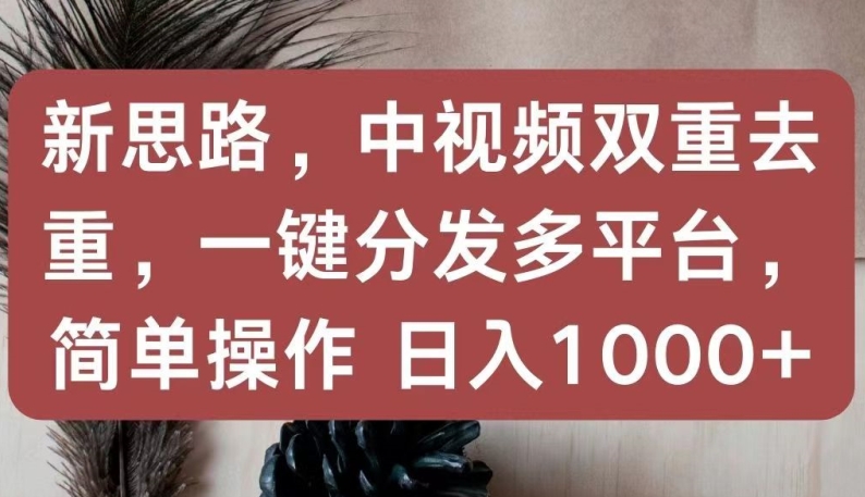 新思路，中视频双重去重，一键分发多平台，简单操作，日入1000+【揭秘】|云雀资源分享