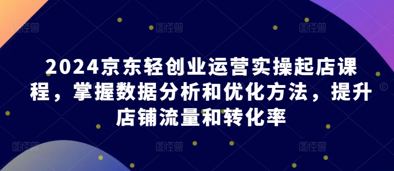 2024京东轻创业运营实操起店课程，掌握数据分析和优化方法，提升店铺流量和转化率|云雀资源分享