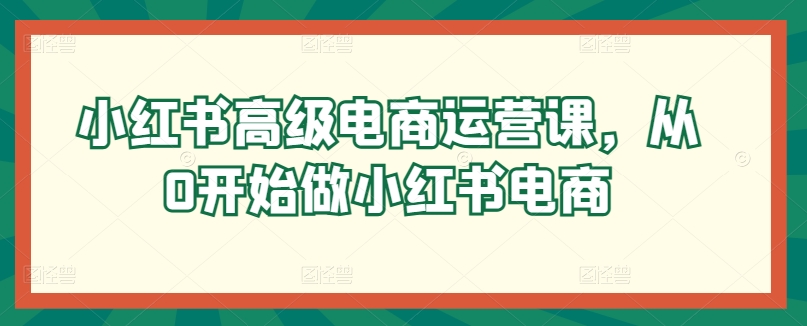 小红书的高端网店运营课，从0开始做起小红书电商|云雀资源分享