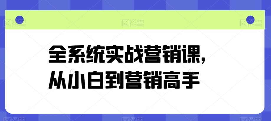 全系统实战营销课，从小白到营销高手|云雀资源分享