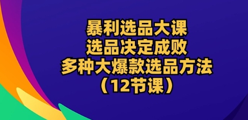 爆利选款大课：选款决定成败，教大家多种多样大爆品选款方式(12堂课)|云雀资源分享