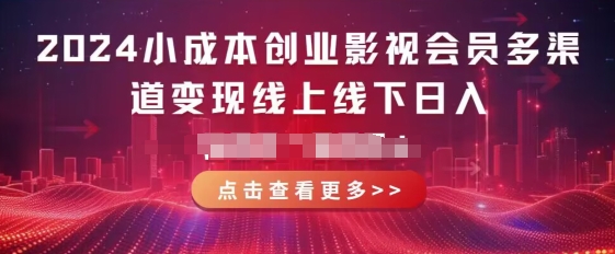 2024低成本创业视频会员多种渠道转现线上与线下，每天都会有盈利|云雀资源分享