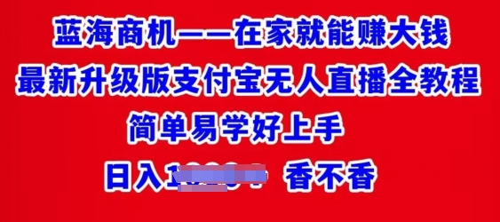 在家也能挣大钱全新全新升级支付宝钱包无人直播全实例教程，简单易学的好上手|云雀资源分享