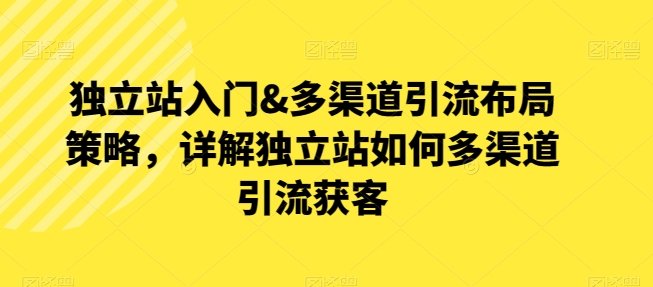 自建站新手入门&多种渠道引流方法合理布局对策，详细说明自建站怎样多种渠道引流方法拓客|云雀资源分享