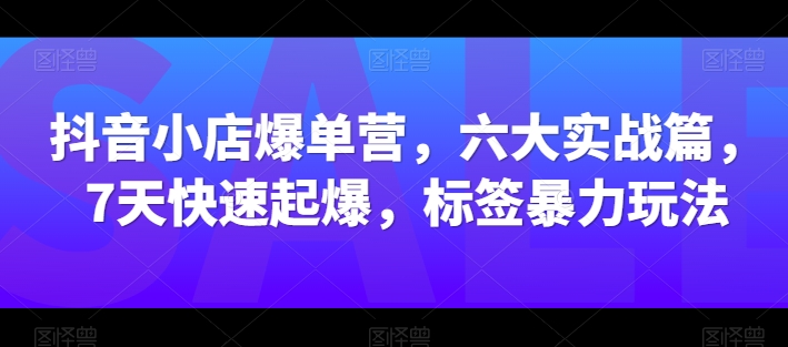 抖店打造爆款营，六大实战篇，7天迅速爆款，标识暴力行为游戏玩法|云雀资源分享