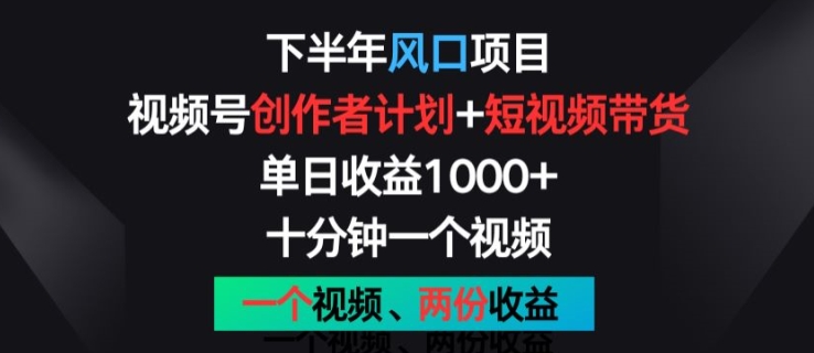 后半年蓝海项目，微信视频号创作者计划 短视频带货，一个视频二份盈利，十分钟一个视频【揭密】|云雀资源分享