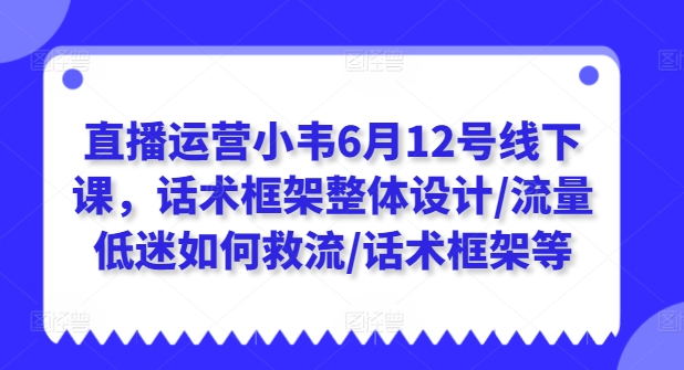 抖音运营小韦6月12号面授课，销售话术架构一体化设计/总流量不景气怎样救流/销售话术架构等|云雀资源分享