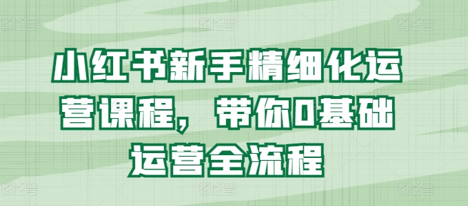 小红书的初学者精细化营销课程内容，陪你0基础运营全过程|云雀资源分享