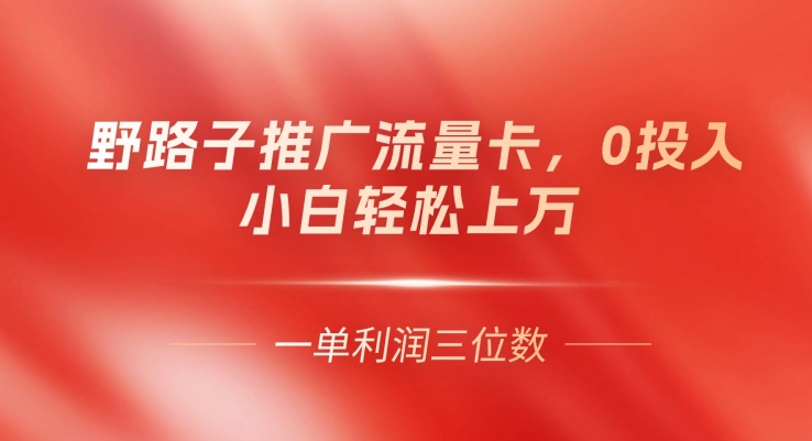 歪门邪道营销推广上网卡，一单利润几百，0资金投入，新手轻轻松松过万|云雀资源分享