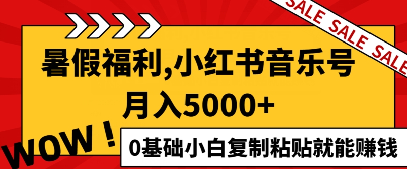 小红书的音乐号月入5000 ，0基本新手拷贝也能赚钱|云雀资源分享