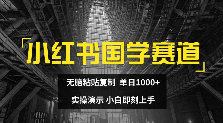 小红书的国学经典跑道，没脑子粘贴复制，单日1K，实际操作演试，新手立刻入门【揭密】|云雀资源分享