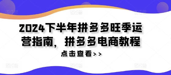 2024后半年拼多多平台高峰期运营指南，拼多多电商实例教程|云雀资源分享