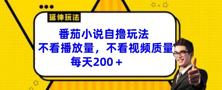 番茄小说自撸游戏玩法，不要看播放率，不要看视频清晰度，每日200 【揭密】|云雀资源分享