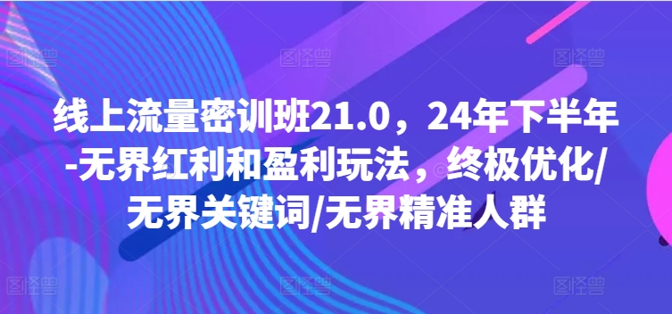 用户流量密训班21.0，24年年底-无边收益和盈利游戏玩法，最终提升/无边关键字/无边精准客户|云雀资源分享