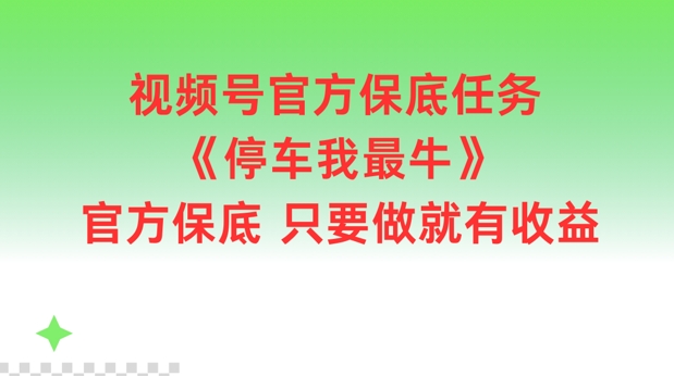 微信视频号官方网最低每日任务，泊车我最牛，官方网最低只要做就会有盈利【揭密】|云雀资源分享