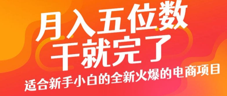 月入五位数，干就完了， 适宜新手入门一个全新的火热的电商项目|云雀资源分享