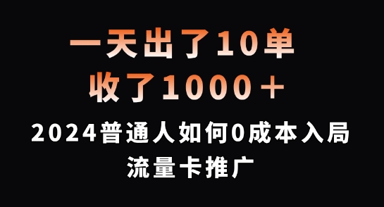 一天出10单，拿了1000 ，2024平常人怎样0成本费进入上网卡营销推广【揭密】|云雀资源分享