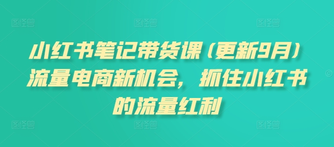 小红书笔记带货课(更新9月)流量电商新机会，抓住小红书的流量红利|云雀资源分享