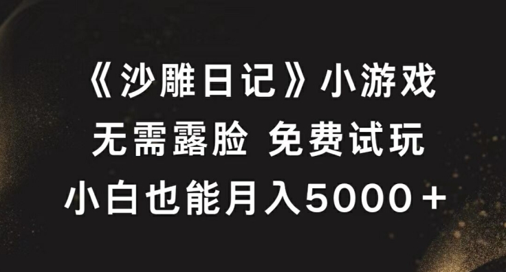 《沙雕日记》小游戏，无需露脸免费试玩，小白也能月入5000+【揭秘】|云雀资源分享