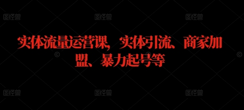 实体流量运营课，实体引流、商家加盟、暴力起号等|云雀资源分享