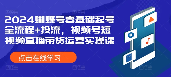 2024彩蝶号零基础养号全过程 投流，微信视频号短视频带货带货运营实操课|云雀资源分享