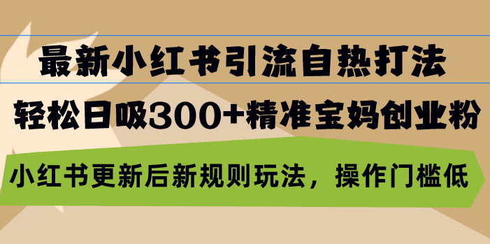 最新小红书引流自热打法，轻松日吸300+精准宝妈创业粉，小红书更新后新…|云雀资源分享